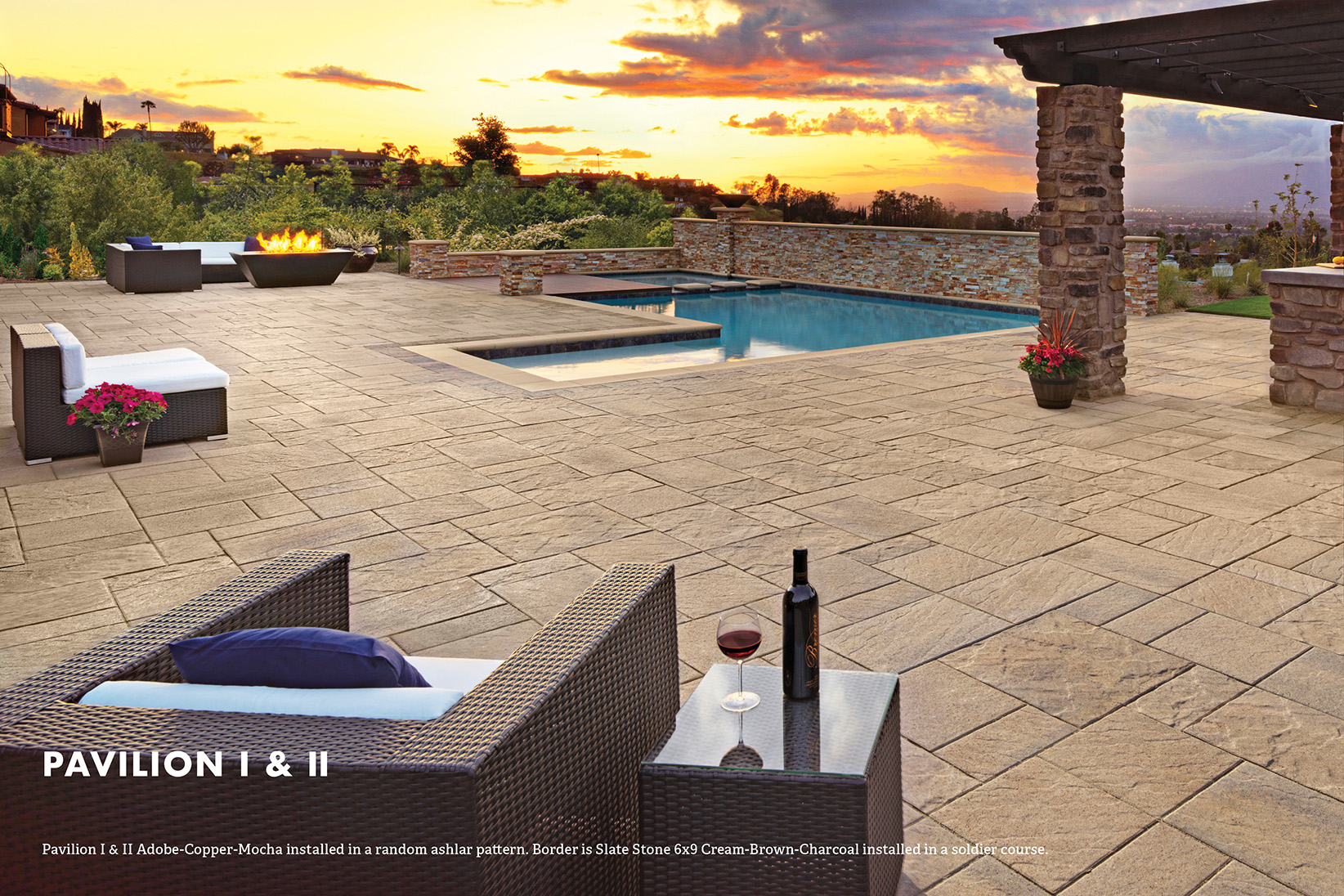 Luxury sunset pool patio