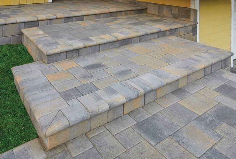 Rainbow Bull Nose Steps or Wall Coping 600x350x30mm Indian Sandstone Paving