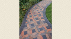 Symetry Cream-Terracotta-Brown walkway with Charcoal Holland border