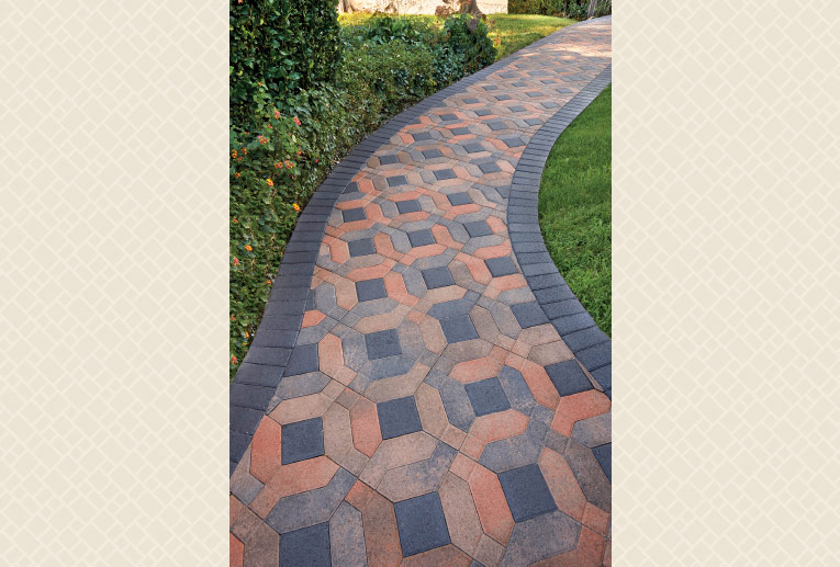 Symetry Cream-Terracotta-Brown walkway with Charcoal Holland border
