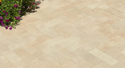 4x12 80mm Sand-Copper-Stone Blend paving stones.