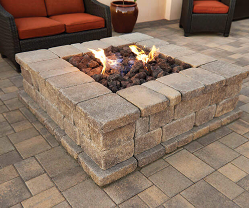 Stonewall two firepit installed on patio.