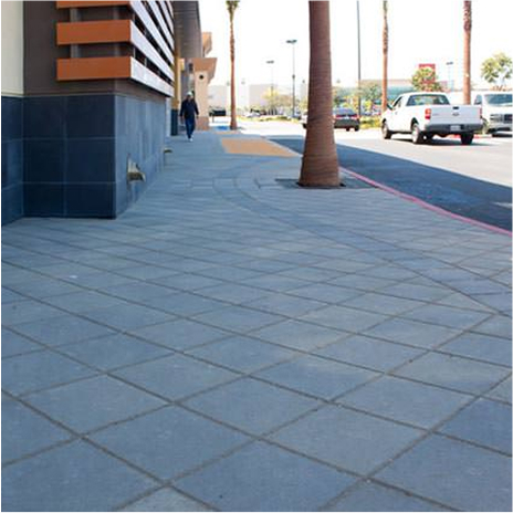 shopping center walkway covered with blended moss charcoal 12 by 12 paving stones.