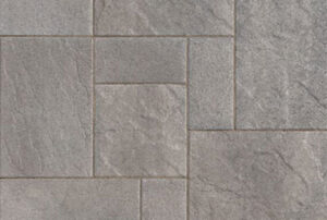 Blended Dark Gray Pewter Charcoal Pavilion one and two paving stones color profile.