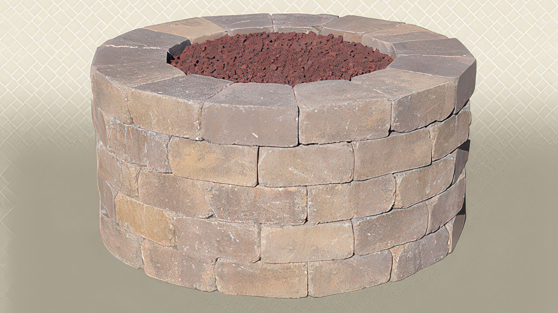 rustic wall stone fire ring.